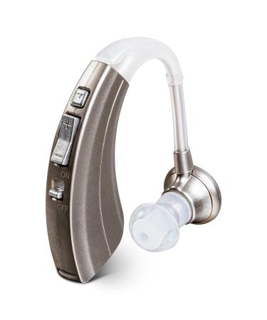 Britzgo Premium Hearing Amplifier For Adults And Seniors, Aids In Hearing , 4 Frequency Modes, 500 Hour Battery Life Digital Sound Amplifier, Fits Both Ears,BTE, Comes With Additional Batteries:Silver