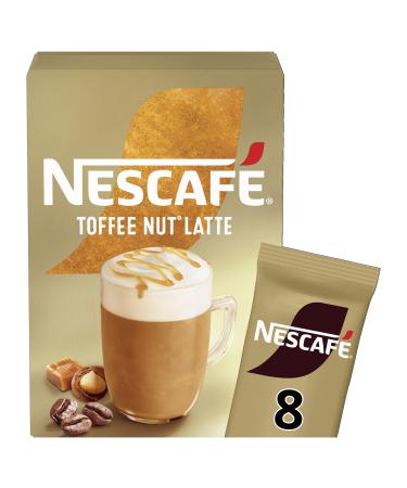 Nescafe Toffee Nut Latte Instant Coffee 8 x 18.6g Sachets 100% Responsibly Sourced Coffee - Buy Online on GoSupps.com