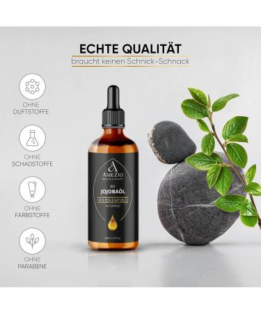 Jojoba Oil Organic Cold Pressed I For Hair Face Body Skin Nails Beard I 100% Natural and Sustainable I Natural for Cosmetics I Skin Care I Vegan and Cruelty Free I 100 ml - Buy Online on GoSupps.com