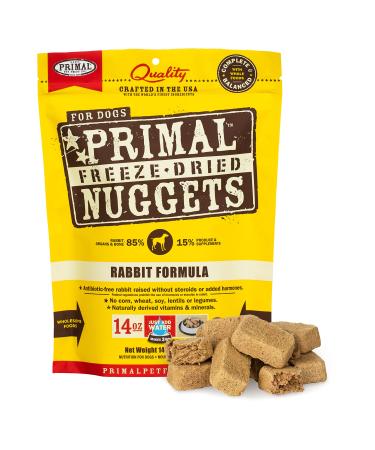 Primal Freeze Dried Dog Food Nuggets, Rabbit Formula (5.5 & 14 oz) - Crafted in The USA, Grain Free Raw Dog Food Rabbit Formula 14 Ounce (Pack of 1)