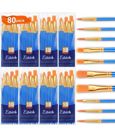 ESRICH Acrylic Paint Brushes Set 8Packs /80 Pcs Nylon Brush Head Suitable for Acrylic Oil Watercolor Rock Body Face Nail Art Perfect Suit of Art Painting Best Gift for Kids Adult Drawing 80 Blue - Buy Online on GoSupps.com