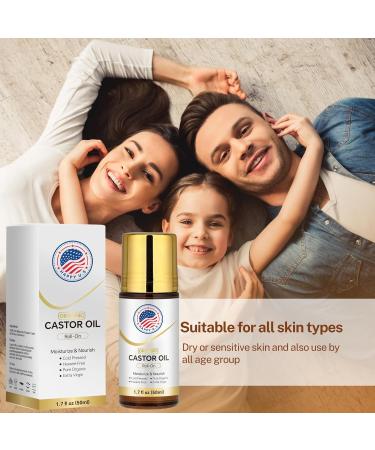 Happy U.S Organic Castor Oil Roll On For Face and Body Cold Pressed 100% Pure Hexane Free Castor Oil Unrefined - Stimulate Hair Growth Moisturize Skin Wrinkles Dark Circles Beauty Rollerball - Buy Online on GoSupps.com