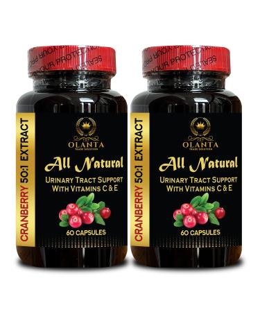 Natural Support for Urinary Tract - Cranberry Extract Concentrated - Supplement for Men & Women to Support Urinary Tract - 2 Bottles 120 Capsules