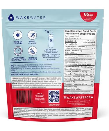 WakeWater Plus Energy Powder | Cherry Lime | Vitamins and Electrolytes | Natural Green Tea Caffeine | No Sugar or Artificial Sweetener | 140g (28 Servings) 140 g (Pack of 1) - Buy Online on GoSupps.com
