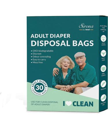 Sirona Premium Adult Diaper Disposal Bags - Pack of 60 | Odor Sealing Bags for Discreet Disposal | Travel Friendly 30 Count (Pack of 2) - Buy Online on GoSupps.com