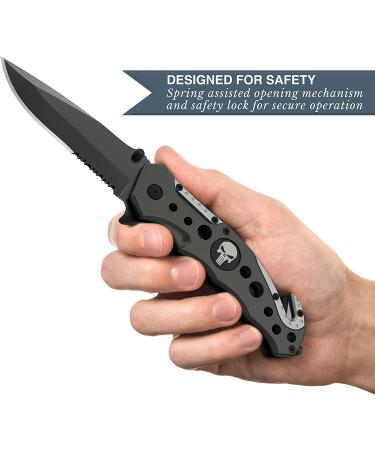 Swiss Safe 3-in-1 Tactical Knife for Military & First Responders - Navy SEAL Black - Buy Online on GoSupps.com