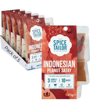 The Spice Tailor Asian Curry Sauce Kits Indonesian Peanut Satay in 10 Minutes with 3 Easy Steps 275g Pack 5 Pieces
