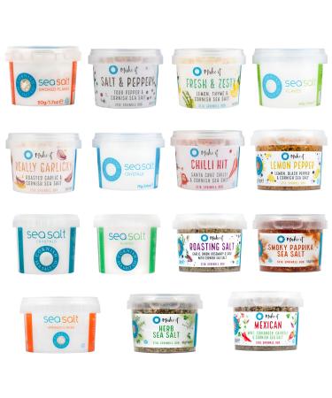 Cornish Sea Salt Pick N Mix - Choose From 15 Flavours | Smoked Flakes Really Garlicky Crystals Peppery Fresh Zesty Crystals Chilli Hit Roasting Smoky-Paprika Mexican Blend - Pack of 2 225.00 g (Pack of 2)