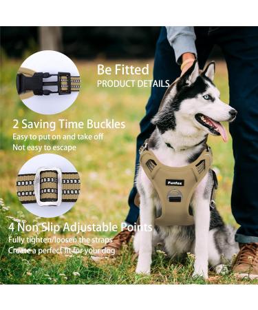 Funfox No Pull Dog Harness for Large Dogs - Adjustable Anti-Train Safety Harness | Breathable XL Brown Chest Harness - Buy Online on GoSupps.com