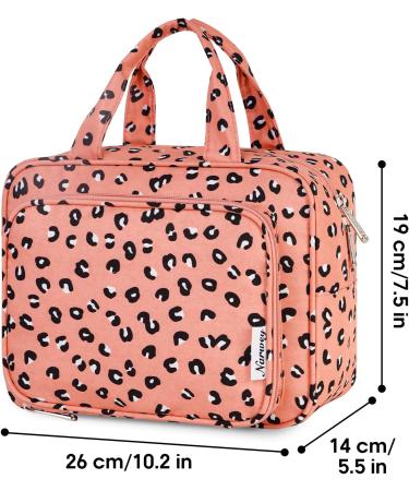 Full Size Orange Leopard Travel Toiletry Bag for Women - Large Makeup Organizer - Buy Online on GoSupps.com