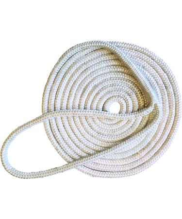 Tommy Docks 15ft Dock Line - 3/8 in Thick Double Braided Nylon Rope - 400 lb Break Strength - White - Buy Online on GoSupps.com