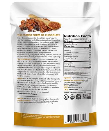 Zint Organic Cacao Powder 8 oz | Raw & All-Natural Cocoa Superfood - Buy Online on GoSupps.com