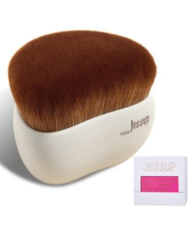 Jessup Makeup Brush, Foundation Brush Flat Top Kabuki Brush for Face Blush Liquid Powder Foundation Brush for Blending Buffing Stippling with Gift Box, Light Gray SF002 A-Light Gray