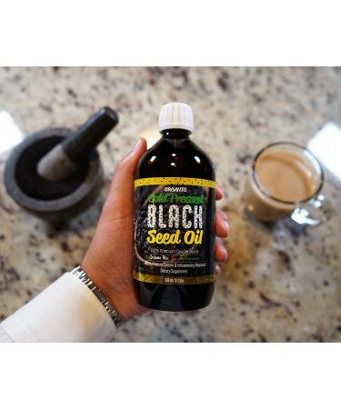 Organic Black Seed Oil 16.9 Fl Oz | Cold Pressed | 3X% Thymoquinone | Non-GMO | Pure Nigella Sativa Seed Oil | Glass Bottle - Buy Online on GoSupps.com