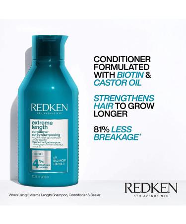 Redken Extreme Length Conditioner with Biotin & Castor Oil | Promotes Hair Growth | Strengthens & Conditions | 10.10 Fl Oz - Buy Online on GoSupps.com