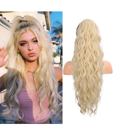 Flufymooz Ponytail Extension Ponytail Extension 66 cm Ponytail with Drawstring Hair Extensions Curly Ponytail Synthetic Hairpiece for Women (Cool Blonde) 66 cm Cool Blonde - Buy Online on GoSupps.com