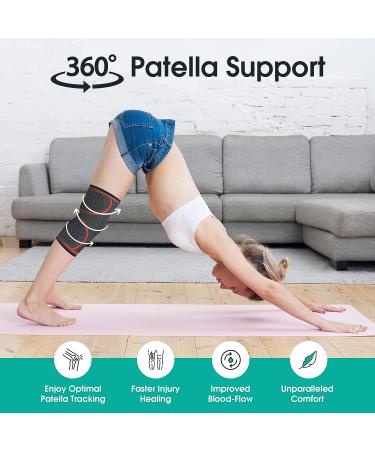 Modvel Knee Braces 2 Pack for Meniscus Tear, ACL & Arthritis Pain Relief - Medium Orange Knee Compression Sleeve Set for Women & Men - Buy Online on GoSupps.com
