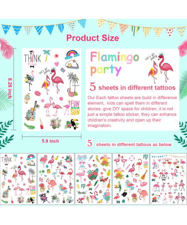 115pcs Flamingo Temporary Tattoos for Kids - Hawaiian Tropical Summer Stickers for Flamingo Party Supplies & Decorations - Buy Online on GoSupps.com