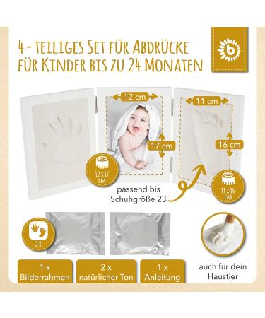 Bieco Baby Hand & Foot Impression Set - Complete 3D Printing Kit with Wooden Frame for Memories - Perfect Baby Keepsake Gift - Buy Online on GoSupps.com