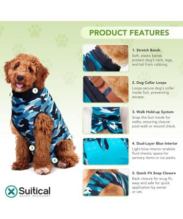 Suitical Recovery Suit for Dogs - XL Blue Camouflage | International Shipping Available - Buy Online on GoSupps.com