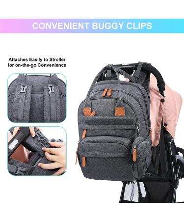Diaper Bag Backpack with Changing Station and USB Charging Port - Dark Grey-2 - Buy Online on GoSupps.com