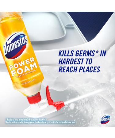 Domestos Power Foam Citrus Blast Upside Down Spray bleach-free toilet & bathroom cleaner eliminates 99.99%* of germs 6x 450 ml (Pack of 2) - Buy Online on GoSupps.com