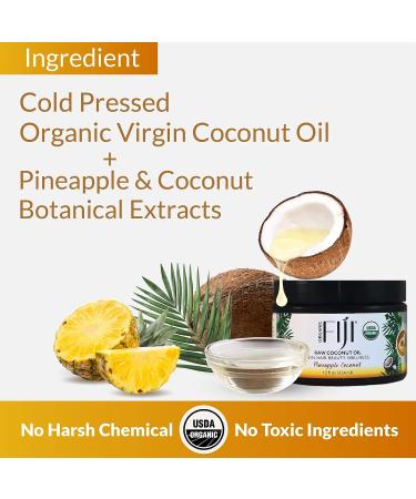 Organic Fiji Raw Cold Pressed Coconut Oil | Hair, Skin, Face & Body | Relaxing Massage Oil | Pineapple Coconut 12 oz | for Women, Men & Baby - Buy Online on GoSupps.com