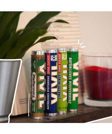 Vivil Natural Peppermint Roll - Gluten-Free & Vegan Pastilles | 5 x 3 Pack (15 Rolls 15 x 29g) - Fresh Peppermint Taste International Shipping - Buy Online on GoSupps.com