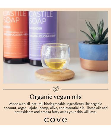 Cove Organic Peppermint Castile Soap - 1 Liter (33.8 fl oz) - Argan, Jojoba, Hemp Oils - Pack of 1 - Buy Online on GoSupps.com