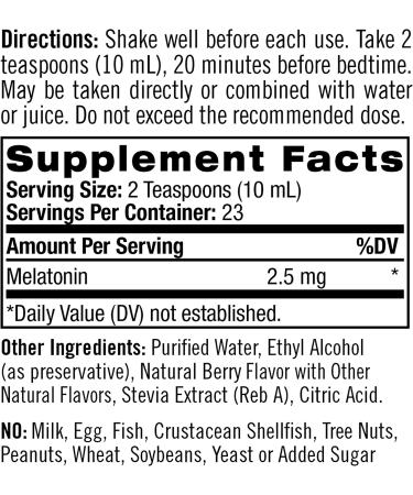 Natrol Liquid Melatonin 2.5mg - Fast Absorption, Vegetarian, Berry Flavor - 8 Fl Oz - Buy Online on GoSupps.com