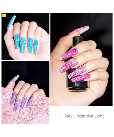 BURANO Reflective Glitter Gel Nail Polish - Rose Blue Purple Silver Holographic Sparkle - Soak Off Disco Gel with Cuticle Oil - UV Lamp Required - Buy Online on GoSupps.com