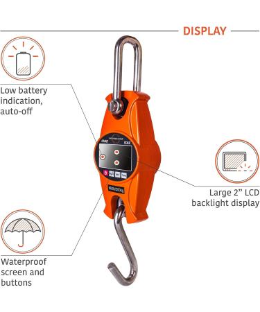  Digital Hanging Scale 660 LB 300 KG Cast Aluminum Case - Heavy Duty Waterproof Fish Scale - Portable Crane Scale for Luggage Weight Suitcase Hunting Farm Bow Fishing Scale Heavy Duty Orange - Buy Online on GoSupps.com