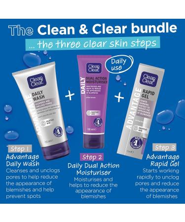 Clean & Clear Advantage Fast Action Daily Wash 150ml - Gentle Daily Cleanser - Buy Online on GoSupps.com