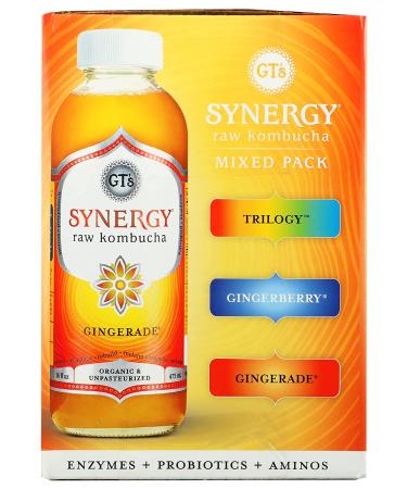 GTs Living Foods Organic Synergy Kombucha Variety 6 Pack - 16 FZ | Buy Online - Buy Online on GoSupps.com