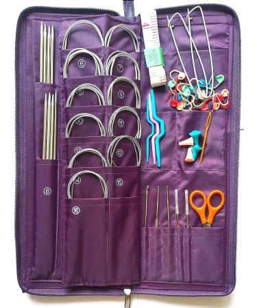 104 Pcs Stainless Steel Knitting Kit with Needles and Crochet Hook - Hand Tool Set with Pu Bag - Buy Online on GoSupps.com