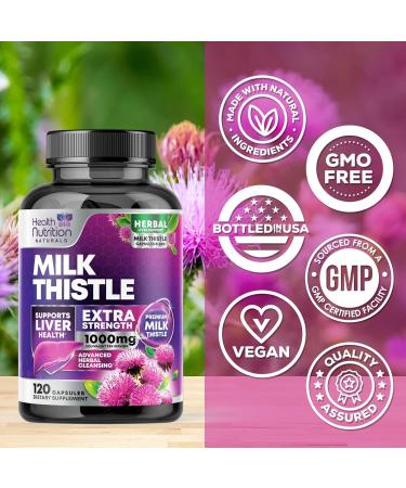 Milk Thistle Supplement - 9:1 Strength Liver Health Support with Dandelion Root & Silymarin Marianum Liver Cleanse Detox & Repair 1000mg Equivalent - Nature's Milk Thistle Extract - 120 Capsules 120 Count (Pack of 1) - Buy Online on GoSupps.com