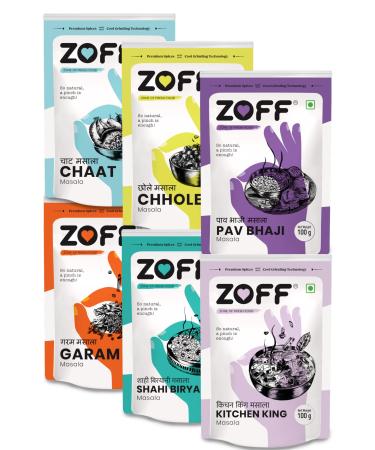 Zoff Pure & Natural Indian Spice Kit | Set of 6 Indian Spices Specially Combined for Princely Dishes like Shahi Biryani Chaat Kitchen King Chhole or Pavbhaji Masala