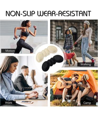 8 Pairs Anti-Slip Heel Pads for Loose Shoes | Heel Grips for Men & Women | Cushioned Inserts to Prevent Rubbing & Blisters - Black & Beige - Buy Online on GoSupps.com