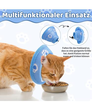 Fanshionstide Adjustable Anti-Trimming Cat Collar - Soft Protective Collar for Cats & Puppies Post-Surgery (M Blue) - Buy Online on GoSupps.com