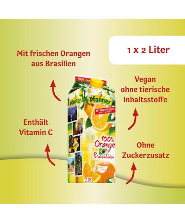 Buy Pfanner 100% Orange Juice from Brazil - Fresh Pulp Juice (2L) - International Shipping Available - Buy Online on GoSupps.com