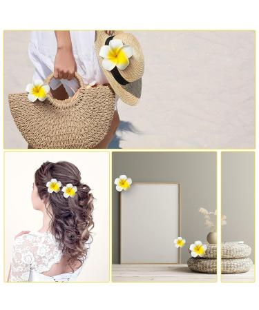 Crowye 100 Pieces Mixed Size Artificial Plumeria Flower Hair Clips - White Foam Hawaiian Frangipani for Women, Girls - Luau, Beach Party Wedding Accessories - Buy Online on GoSupps.com