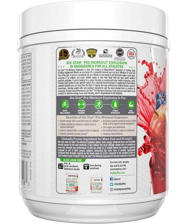 Six Star Pre-Workout Explosion - Naturally Flavored Fruit Burst - 6.22 oz (176 g) - Buy Online on GoSupps.com