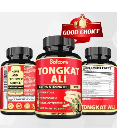 Satoomi Tongkat Ali Root Extract 200 - Men's Strength & Immune Support with 9 Herbs 90 Capsules - Natural Energy & Mind Booster - 3 Month Supply - Buy Online on GoSupps.com