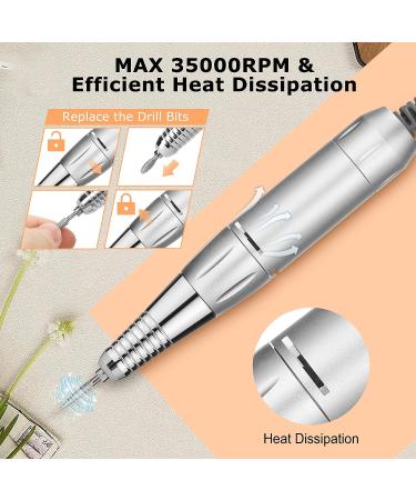 35000Rpm Rechargeable Electric Nail Drill for Acrylic Nails - Professional Nail Drill Machine with 11 Bits and Storage Bag - Buy Online on GoSupps.com