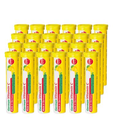 Vitamin C effervescent tablets 24x20 pieces - lemon taste - 180 mg vitamin C sugar -free - T&D Pharma German Vitamin C - Made in Germany vitamin C 180 mg 20 pieces (24 Pack)