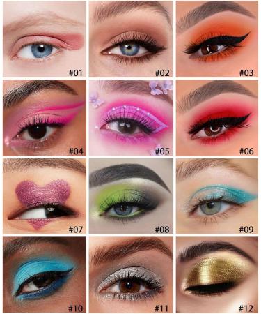 PICKX 12 Colors Cream Eyeshadow Stick Set Waterproof and color lasting eye shadow color-rich eyeshadow matte & pearlescent eyeshadow Fine-nib eyeshadow for detailed lines delicate and compact (A) - Buy Online on GoSupps.com