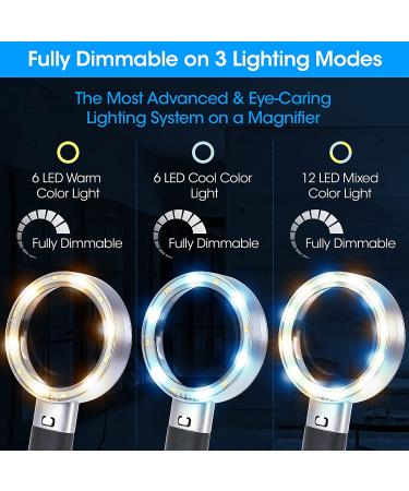 10X Magnifying Glass with Detachable Lenses and 3 Light Modes - Ideal for Reading, Hobbyists, Seniors, Inspection, Coin, and Jewelry - Buy Online on GoSupps.com