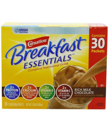 Carnation Breakfast Essentials Complete Nutritional Drink, Rich Milk Chocolate, 1.26 oz, (Pack of 30) - Buy Online on GoSupps.com