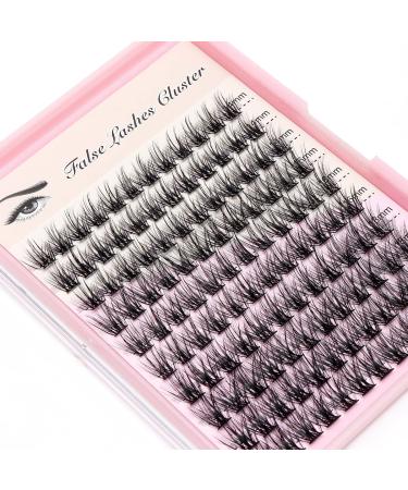DIY 120Pcs Cluster Lashes C Curl Natural Look Mixed Size False Eyelashes Volume Eyelash Extension Dramatic Eyelash Makeup Tools (14/16/18mm)