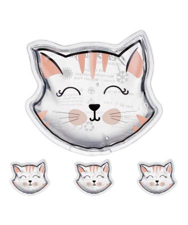 Relaxdays cooling pads for children set of 4 cold and warm compress cat H x W: 10 x 11 cm cooling pad gel cooling pack transparent